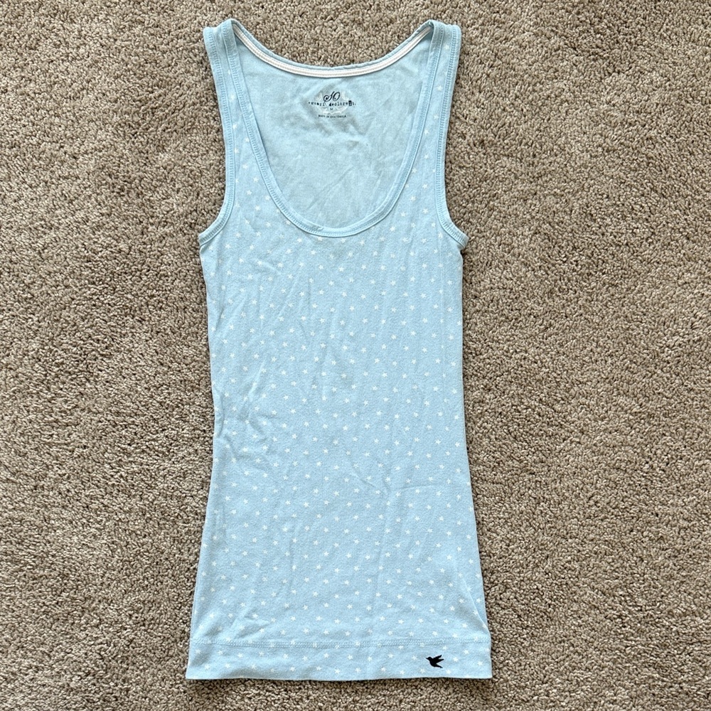 Y2K Vintage SO Sky Blue Star Patterned Tank Top